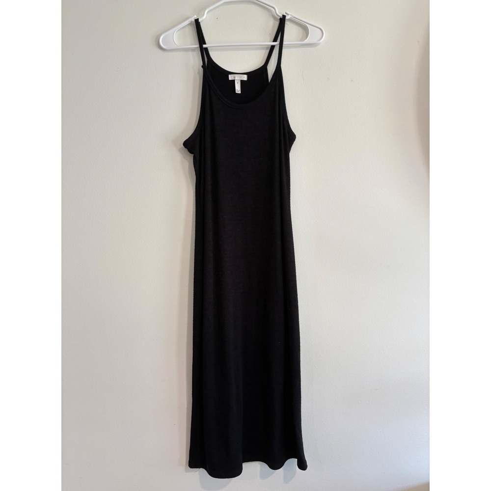 Fall Leith High Neck Midi Tank Dress Womens Medium Black Spaghetti Strap Knit